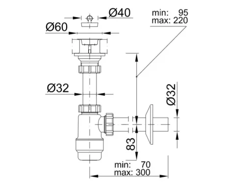 Mosdószifon 5/4", fehér, Styron