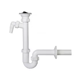   Csőszifon leeresztőszeleppel 32mm, mosógép csatlakozóval, Styron