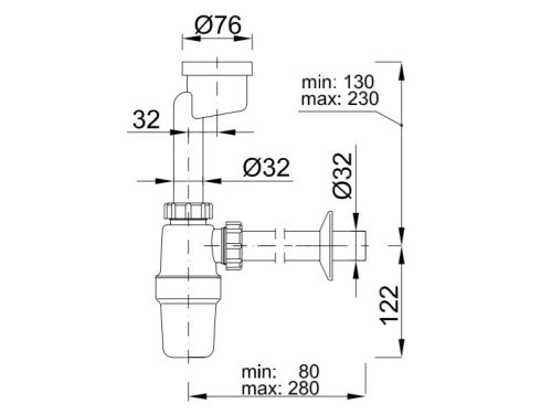 Piszoár szifon 32mm, Styron