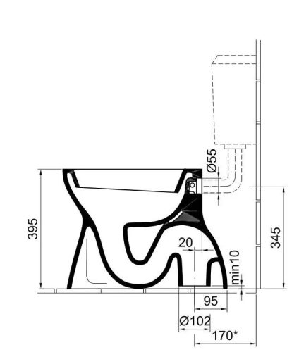 WC csésze lapos öblítésű, alsó kifolyású, hosszított, 4032 Alföldi