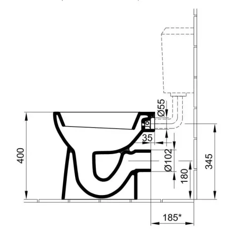 WC csésze lapos öblítésű, hátsó kifolyású, 4030 Alföldi