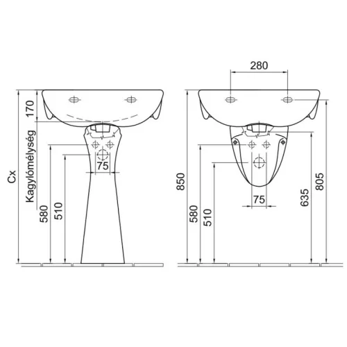 Mosdó balos lyukkal 4196, Alföldi