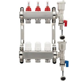   Padlófűtés osztó - gyűjtő áramlásmérővel, HC, inox  8 körös