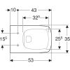 WC csésze mély öblítésű, fali, Rimfree, Geberit Selnova Square