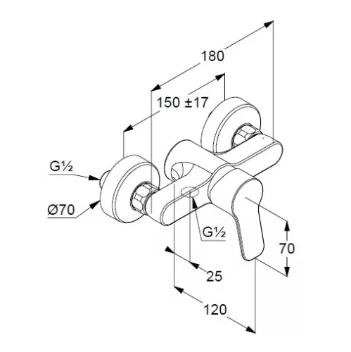 Zuhany csaptelep szett nélkül, Pure&Easy króm, Kludi