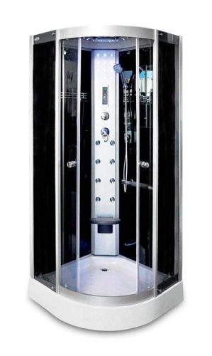 Hátfalas masszázs zuhanykabin 90x90x210cm íves, fekete, Brill 8081 Aqualife