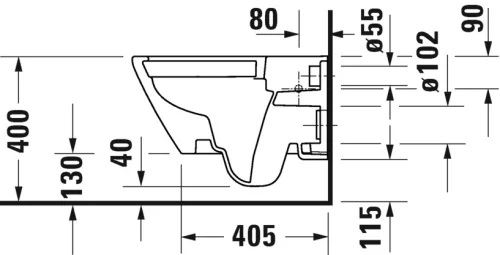 WC csésze mély öblítésű, fali, perem nélküli Rimless, Duravit D-Neo