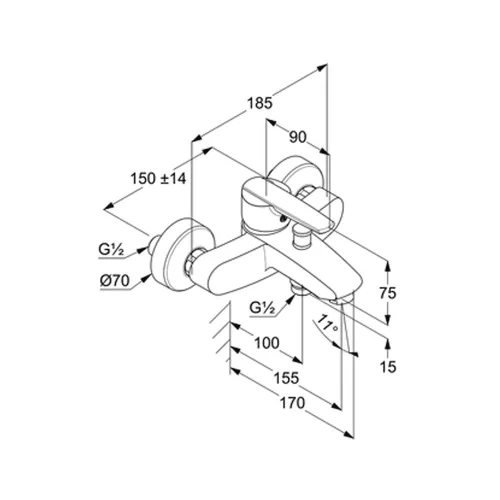 Kád csaptelep zuhanyszett nélkül, Active, Kludi