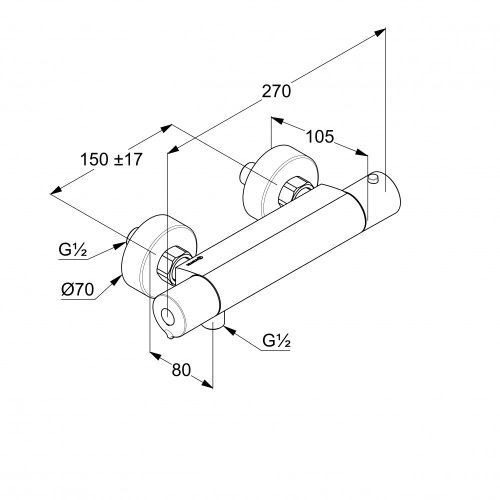 Zuhany csaptelep termosztatikus, szett nélkül, Basic, Kludi
