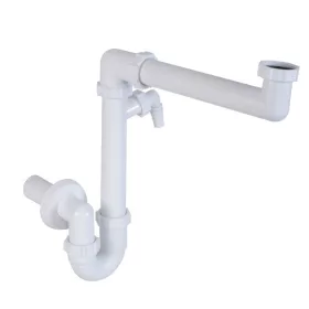   Csőszifon leeresztőszelep nélkül 40mm helytakarékos, mosógép csatlakozós, Styron