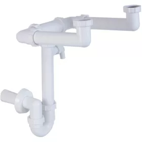   Csőszifon 40mm helytakarékos kétmedencés mosogató, mosógép csatlakozóval, Styron
