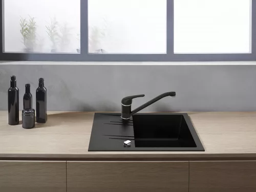 Mosogató 1 medencés csepptálcás Mezzo II 48/58 grafit shine, gránit, Ferro