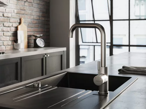Mosogató 1 medencés csepptálcás Mezzo II 48/78 grafit shine, gránit, Ferro