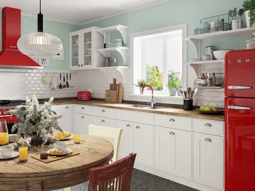 Álló mosogatócsaptelep elasztikus kifolyóval, Zumba, Piros, Ferro