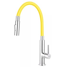   Álló mosogatócsaptelep elasztikus kifolyóval, Zumba Slim 2F, Sárga, Ferro