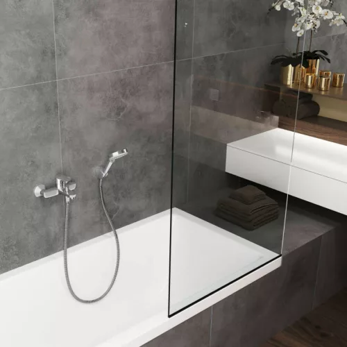 Zuhanytartó, fejjel és csővel, Vernis Blend Vario króm, Hansgrohe