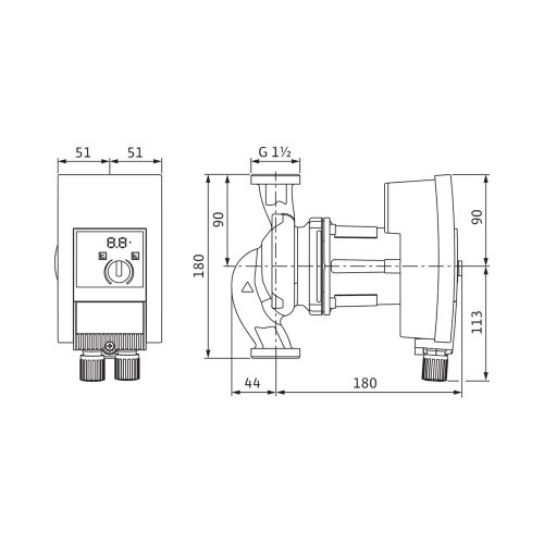 Wilo Yonos Maxo, 25/0,5-7, keringetőszivattyú, 6/4" menetes 180mm