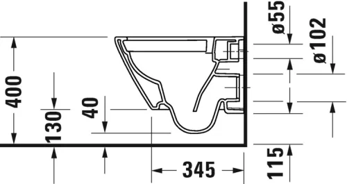 WC csésze mély öblítésű, fali, perem nélküli Rimless, comp., Duravit D-Neo szett