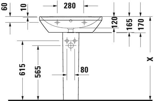 Mosdó 650mm, fali, Duravit D-Neo