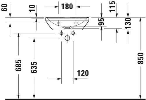 Mosdó 450mm, fali, Duravit D-Neo