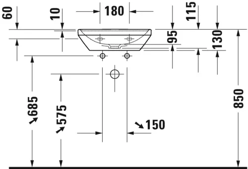 Mosdó 450mm, fali, Duravit D-Neo