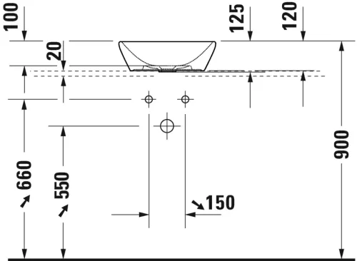 Mosdó 400mm, pultra ráültethető mosdótál kerek, Duravit D-Neo