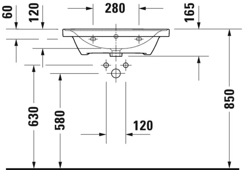 Mosdó 650mm, bútorral aláépíthető mosdótál, Duravit D-Neo