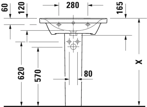 Mosdó 650mm, bútorral aláépíthető mosdótál, Duravit D-Neo
