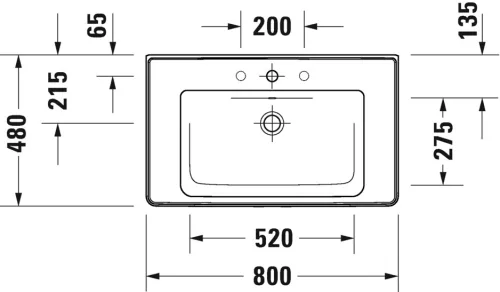 Mosdó 800mm, bútorral aláépíthető mosdótál, Duravit D-Neo