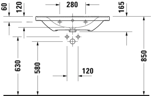 Mosdó 800mm, bútorral aláépíthető mosdótál, Duravit D-Neo