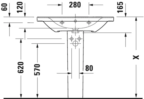 Mosdó 800mm, bútorral aláépíthető mosdótál, Duravit D-Neo