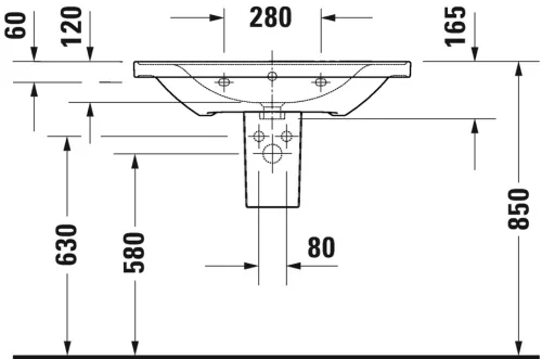 Mosdó 800mm, bútorral aláépíthető mosdótál, Duravit D-Neo