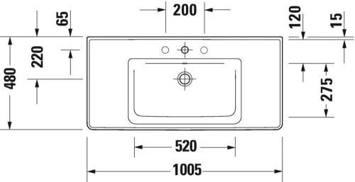 Mosdó 1005mm, bútorral aláépíthető mosdótál, Duravit D-Neo