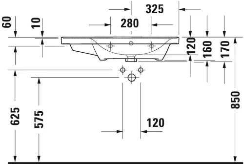 Mosdó 800mm, aszimmetrikus (jobbos) bútorral aláépíthető mosdótál, Duravit D-Neo