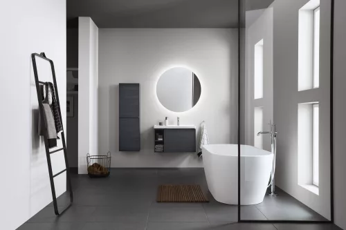 Mosdó 800mm, aszimmetrikus (jobbos) bútorral aláépíthető mosdótál, Duravit D-Neo