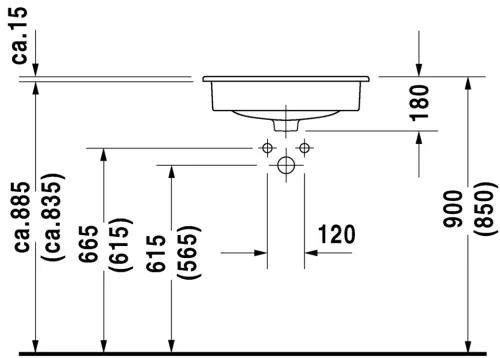 Mosdó 545mm, bútorral aláépíthető mosdótál, Duravit D-Code