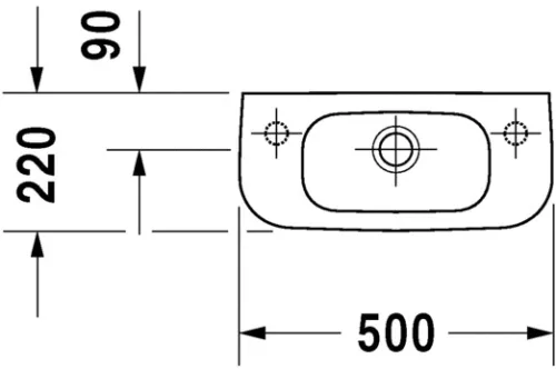Mosdó 500mm, fali, balos csaplyukkal, Duravit D-Code