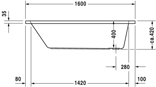 Kád 160cm-70cm, egyenes, akril, Duravit D-Code