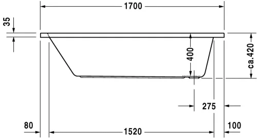 Kád 170cm-70cm, egyenes, akril, Duravit D-Code