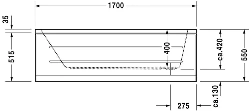 Kád 170cm-70cm, egyenes, akril, Duravit D-Code