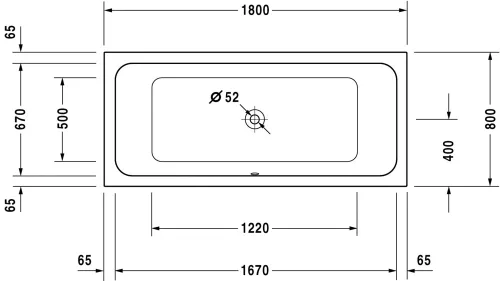 Kád 180cm-80cm, egyenes, akril, Duravit D-Code