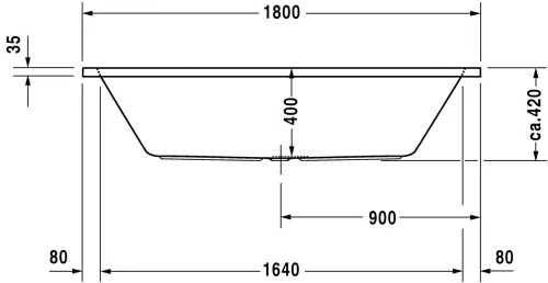 Kád 180cm-80cm, egyenes, akril, Duravit D-Code