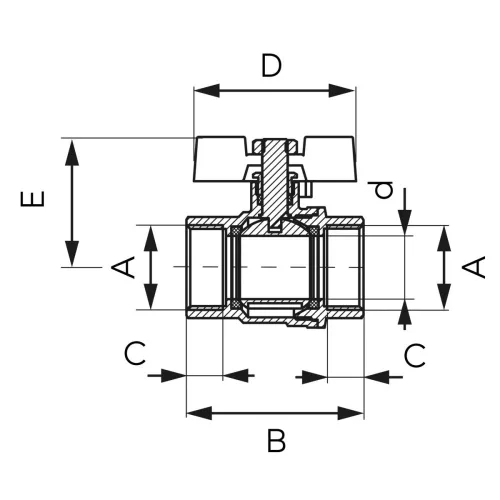 Golyóscsap 1/2" BB, Ferro
