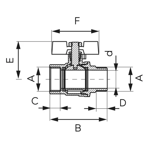 Golyóscsap 1/2" fix KB, Ferro