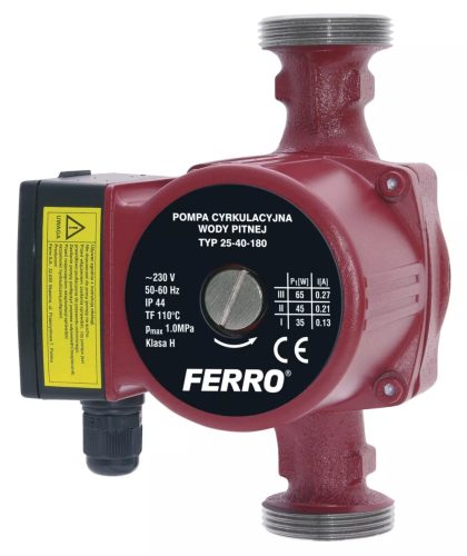 Ferro 25/40-180, keringetőszivattyú, ivóvízre (0201W)