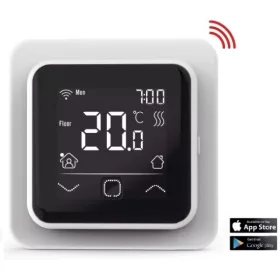   U-Heat Wi-Fi Control Touch szobatermosztát elektromos padlófűtéshez, fehér