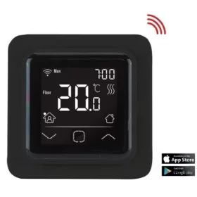   U-Heat Wi-Fi Control Touch szobatermosztát elektromos padlófűtéshez, fekete