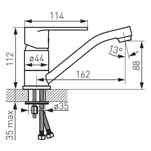 Mosdó csaptelep, forgatható kifolyócsővel, Algeo, Ferro