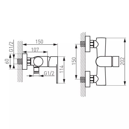 Zuhany csaptelep szett nélkül, Algeo, Ferro
