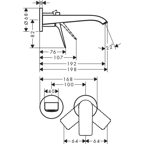 Mosdó csaptelep falsík alatti 19,2 cm, Vivenis króm, Hansgrohe